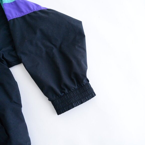 Vintage 90S Halloway Black Teal Zip Up Windbreaker Nautical Jacket XL - Picture 6 of 9